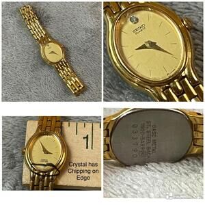 VINTAGE Seiko Women’s 1N00-5A39 Diamond Accent Gold Tone Watch FOR PARTS REPAIR